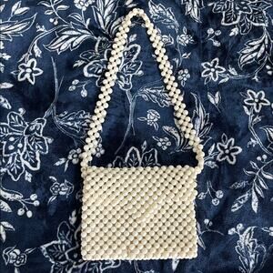 Vintage Japan Wooden Bead Purse Handbag